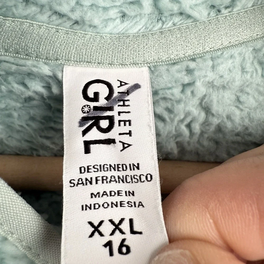 Athleta Girl Sweatshirt Lot Girls XXL 16 Sherpa Fleece Mint Green Black Athletic